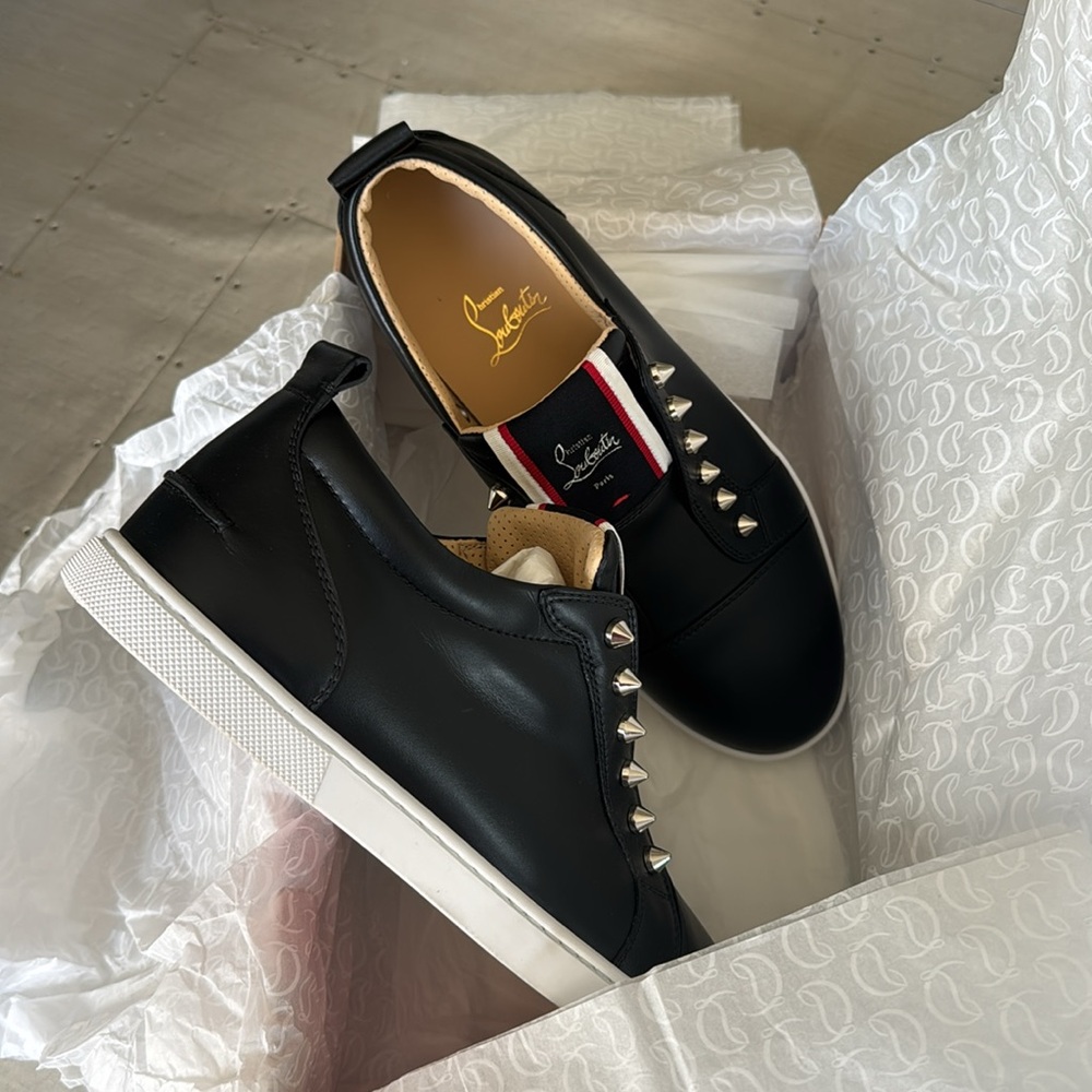 Christian Louboutin f.a.v. fav fique black women sneaker trainer flat sz 39.5 - Picture 10 of 12